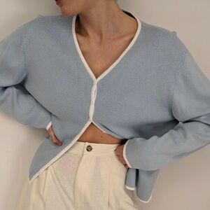 Vintage sky blue cotton cardigan